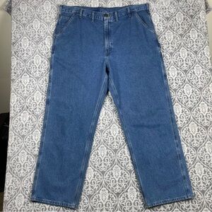 carhartt carpenter jeans big & tall relaxed fit medium wash utility men's 44x32